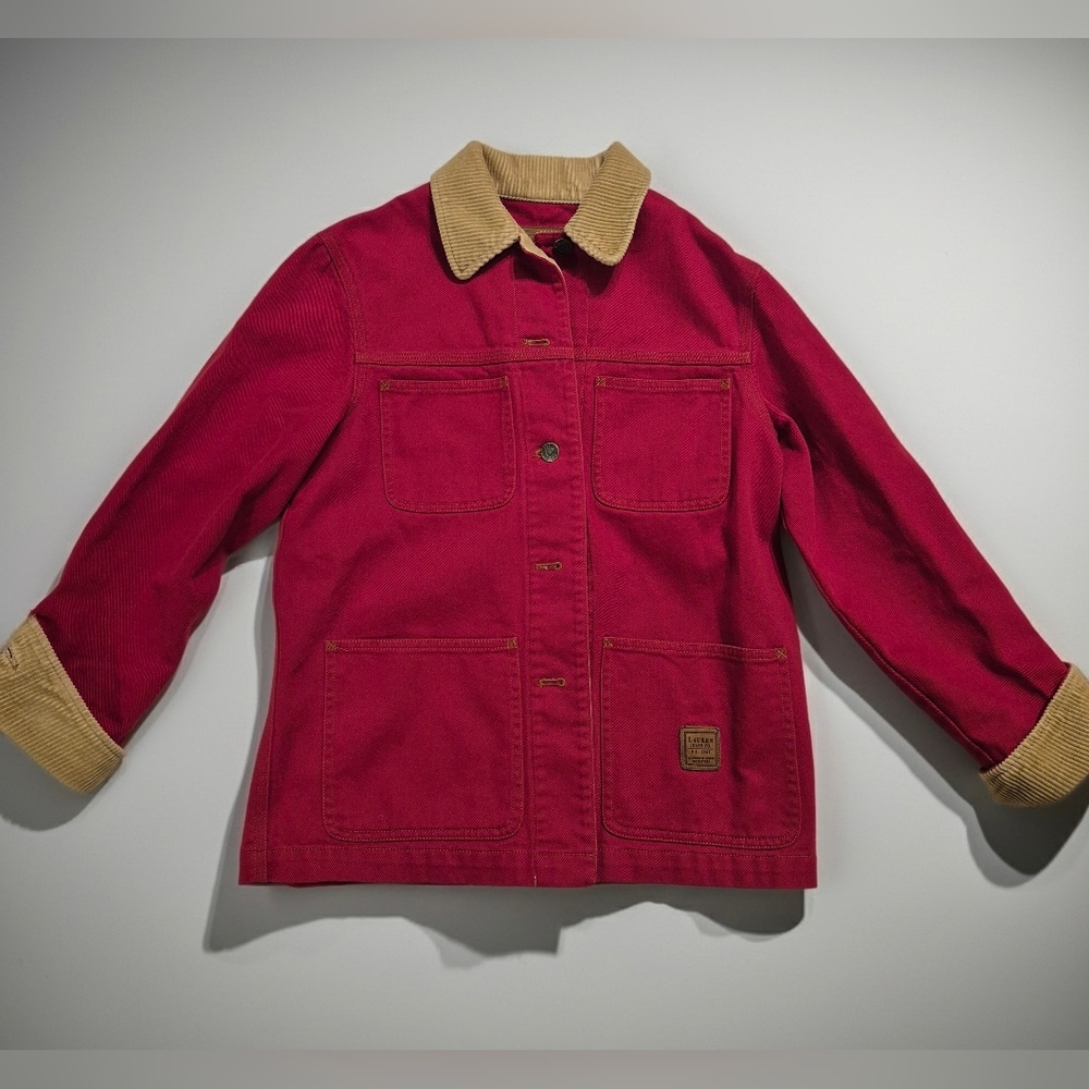 RALPH LAUREN JEANS CO Red Denim Barn Chore Coat Size P/P